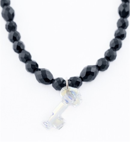 black Czech glass bead necklace